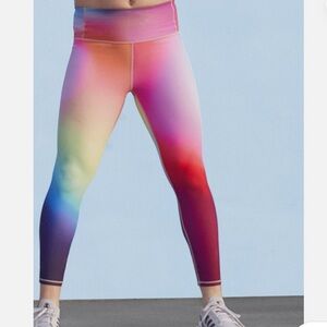 Athleta Love Proudly Rainbow Ombre High Rise 7/8 Leggings Colorful Watercolor